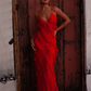 Red Backless Long Prom Dress With Ruffle  SH727