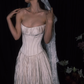 Elegant Ball Gown Strapless Corset Pleated Satin Prom Dress Wedding Dress SH4659