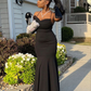 Simple Black Mermaid Evening Dresses，Long Backless Prom Dresses SH848