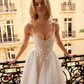 Glamorous Ball Gown Spaghetti Strap Exquisite Beaded Tulle Long Train Wedding Dress SH6998