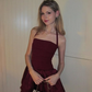 Cute A Line Halter Satin Backless Short Prom Dress Homecoming Dress SH6521