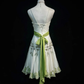 Vintage A Line Spaghetti Strap Green Appliques Beaded Tulle Satin Homecoming Dress SH3337