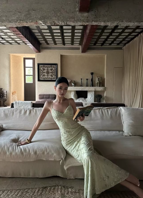 Sage Green Sheath Spaghetti Strap Beaded Print Satin Backless Prom Dress Evening Dress SH8781