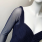 Navy Blue A Line Long Sleeve Tulle Prom Dress Evening Dress SH5131