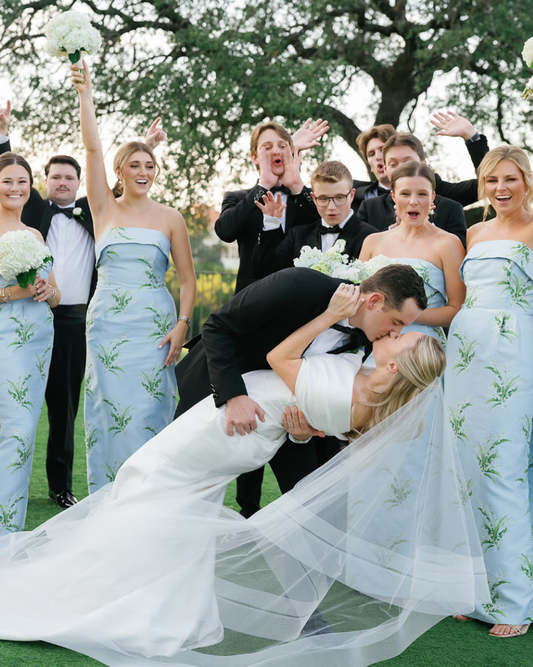 Lily of the Valley Sheath Strapless Satin Long Bridesmaid Dress SH6302