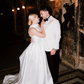 High-class A Line High Neck White Satin Long Wedding Dress SH8253