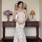 Classic Mermaid Strapless Polka Dot Satin Prom Dress Evening Dress SH4767