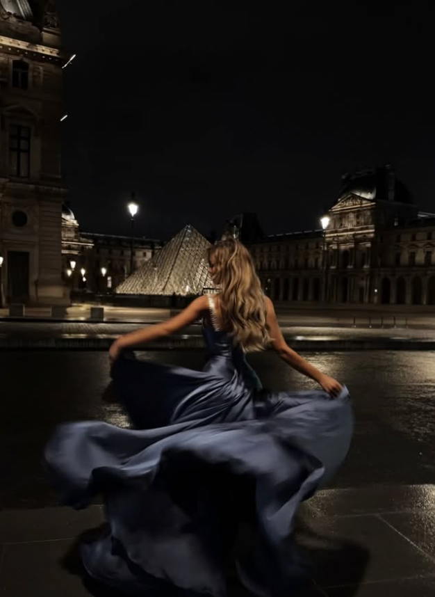 Elegant Dark Blue A Line Straps Beaded Satin Long Prom Dress SH5162