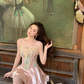 Cute Pink A Line Sweetheart Neck Print Floral Satin Homecoming Dress Cocktail Dress SH4047