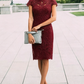Gentle Pink Sheath Lace Knee Length Mother of the Bride Dress Outfits P01785