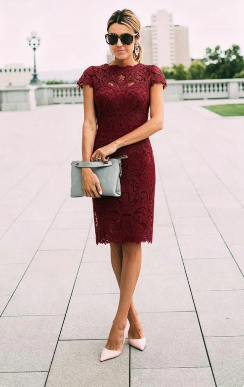 brown knee length dress Women's Style Essence Long Sleeve Midi Dress in Brown