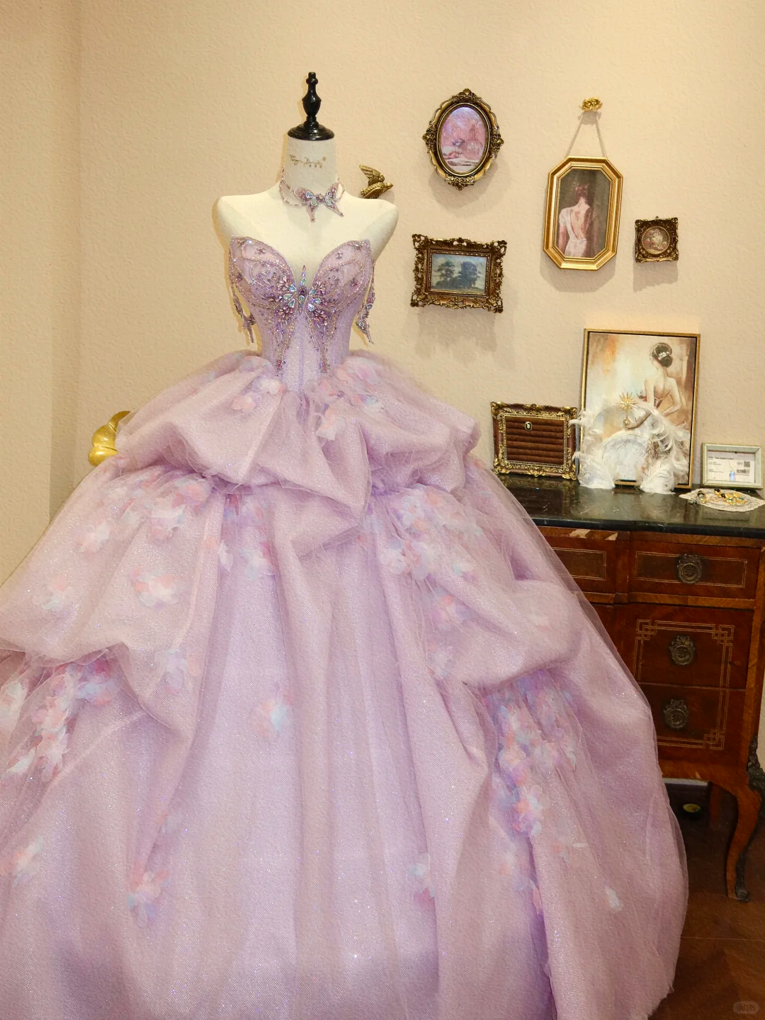 Dreamy Lilac Ball Gown Sweetheart Neck Exquisite Beaded Tulle Prom Dress Evening Dress SH7372