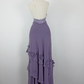 Retro A Line Halter Flower Purple Chiffon Open Back Evening Dress Party Dress SH3167