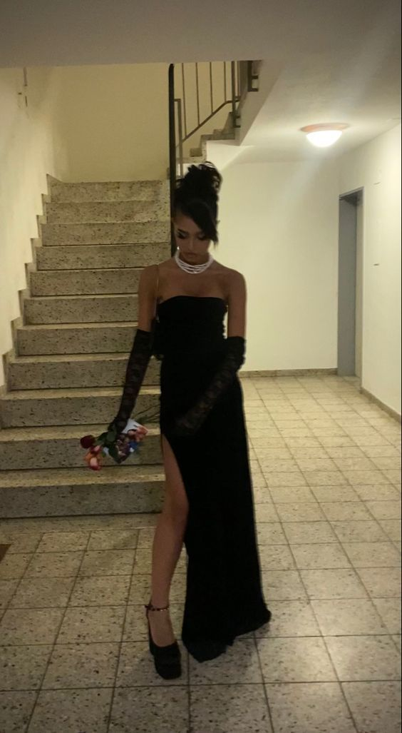 Mermaid Strapless Long Black Velvet Prom Dress Birthday Outfits SH1310