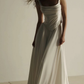 Classic Simple A Line Strap White Satin Long Wedding Dress SH7357