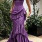 Vintage Green Mermaid Spaghetti Strap Exquisite Lace Satin Long Prom Dress Evening Dress SH6716