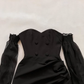 Vintage High-class Sheath Long Sleeve Black Tulle Satin Short Prom Dress Homecoming Dress SH6969