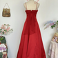 Vintage Red Simple A Line Spaghetti Strap Chiffon Satin Prom Dress Outfits SH4953