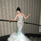 Exquisite Mermaid Round Neck Beaded Sequin Tulle Long Sweep Party Dress Evening Dress SH3407