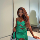 Sexy Sheath Sweetheart Neck Green Pleated Satin Short Homecoming Dress SH3279