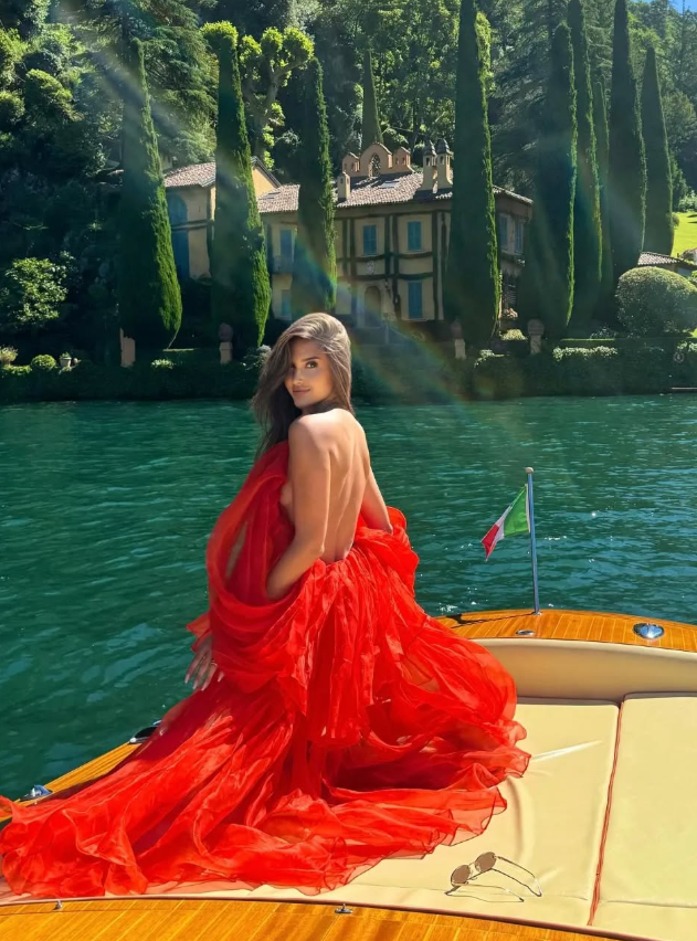 Charming Red A Line V Neck Organza Long Prom Dress Vacation Dress SH4809