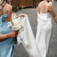 Pale Blue Mismatched Silk Satin Spaghetti Strap Long Bridesmaid Dresses SH5574