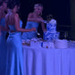 Pale Blue Silk Satin Strapless Simple Elegant Sheath Long Bridesmaid Dresses SH5572