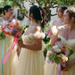 Pastel Yellow Floral A Line Straps Tulle Long Bridesmaid Dress  SH5571