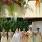 Pastel Yellow Floral A Line Straps Tulle Long Bridesmaid Dress  SH5571