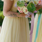 Pastel Yellow Floral A Line Straps Tulle Long Bridesmaid Dress  SH5571