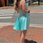 Pretty A Line Strapless Blue Corset Homecoming Dress with Pearls Bowknot SH7820