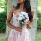 Gentle Pink A Line Spaghetti Strap Floral Chiffon Long Prom Dress Evening Dress SH8198