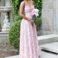 Gentle Pink A Line Spaghetti Strap Floral Chiffon Long Prom Dress Evening Dress SH8198