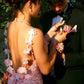 Pink Spaghetti Straps Sequined Backless Mermaid Long Prom Dress SH8222