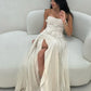 Style A Line Strapless Exquisite Pearl Chiffon Long Party Dress Prom Dress SH7621