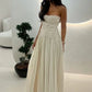Style A Line Strapless Exquisite Pearl Chiffon Long Party Dress Prom Dress SH7621