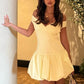 Pretty A Line Off the Shoulder Light Yellow Short Homecoming Dress SH7852