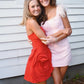 Pretty Sheath Square Neck Pink Short Homecoming Dress with Feather SH7499