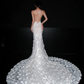Glamorous Mermaid V Neck Floral Lace Tulle Long Wedding Dress SH5960