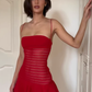Sexy A Line Spaghetti Strap Red Lace Chiffon Short Homecoming Dress Birthday Dress SH3023