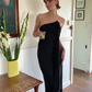 Sexy Sheath Spaghetti Strap Beaded Black Chiffon   Long Prom Dress Prom Dress SH2650