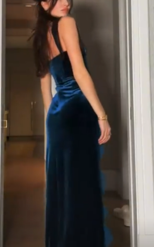 Sexy Slit Velvet Lace Long Prom Dress Evening Dress SH900