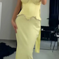 Yellow Mermaid Sweetheart Neck Beaded Satin Long Prom Dress Evening Dress SH7311