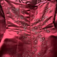 Vintage A Line Strapless Exquisite Beaded Burgundy Satin Prom Dress Evening Dress SH6073