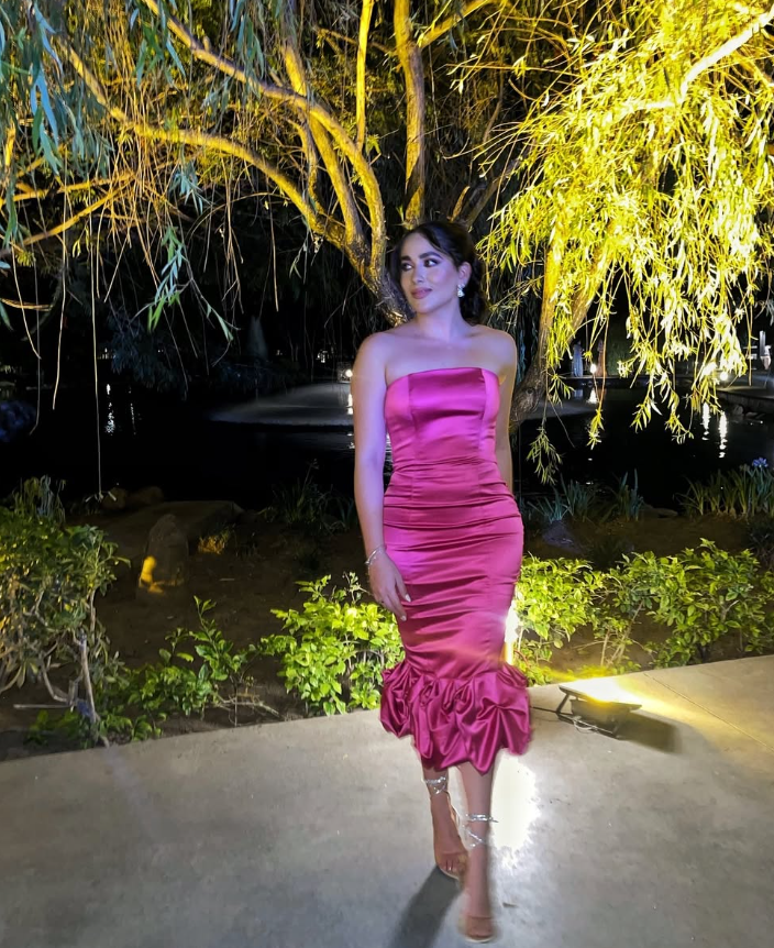 Gorgeous Hot Pink Pleated Satin Prom Party Dress Slit Evening Dress cc1745