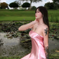 Cute A Line Strapless Pink Satin Short Prom Dress Homecoming Dress SH8811