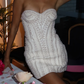 Cute Sheath Sweetheart Neck White Pearl Satin Short Homecoming Dress Birthday Dress SH1965