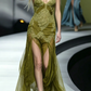 Beatuy Mermaid Sequins Lace Tulle Evening Dress Long Prom Gown with Slit SH393