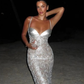 Shiny Silver Sequin Sheath Spaghetti Straps Tulle Prom Dress Evening Dress SH6280