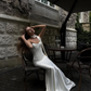 Classy Mermaid Sweetheart Neck White Satin Long Prom Dress Wedding Dress SH4617